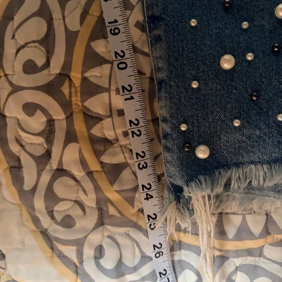 Free People Pearl Bejeweled Straight leg distressed jeans, 29 - Picture 6 of 14